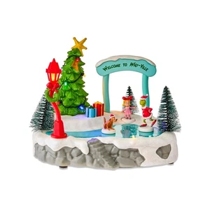 Dr. Seuss' The Grinch Skating Rink Lights Music Christmas Village Building NEW - Picture 1 of 6