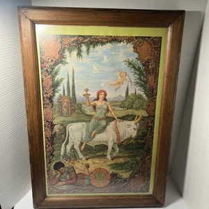 Zodiac TAURUS Johfra Bosschart Art Wooden Frame 14” X 21” Astrological Sign - Picture 1 of 13