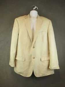 Tasso Elba Blazer Mens Large L46 Beige Linen Wool Silk Blend Sport Coat Macy’s - Picture 1 of 20