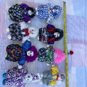 Vintage Konvolut 8 kleine Porzellanköpfe bemalt Gesicht Sandsack Körper Clown Puppen 🔥 - Bild 1 von 5