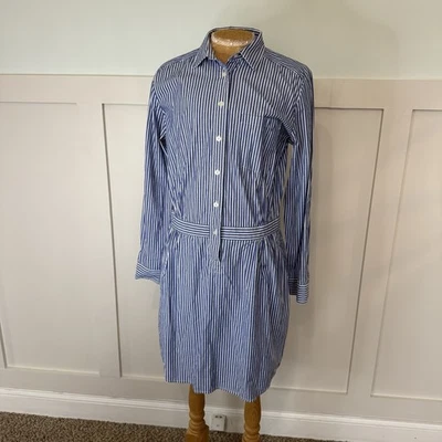 BANANAREPUBLIC современная рубашка платье женщин размер 6 синий белая полоса падение талии - Изображение 1 из 4