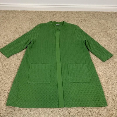 Abrigo COS Mujer Jacquard Grande Verde Texturizado Tejido Largo Cremallera Frontal Chaqueta Foto 1 de 4