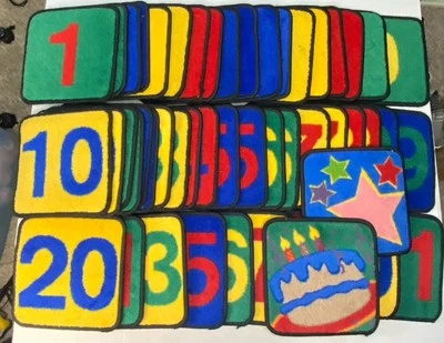 Lot 50 Number Carpet Squares Classroom Preschool Rug Tiles Floor Mat School 12” - Image 1 of 4