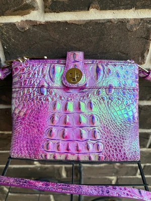 NWT  Brahmin Mina Crossbody Purple Iris Melbourne Leather iridescent violet - Image 1 of 4