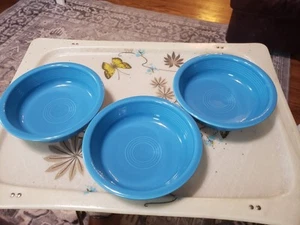 FIESTA 3 NEW PEACOCK BLUE 6 7/8” retired medium BOWLS 19 oz Fiestaware - Picture 1 of 8