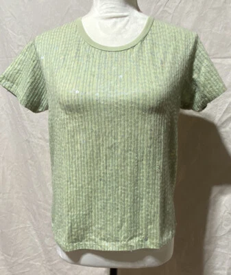 Top Newport News Lentejuelas Manga Corta Mujer Talla S. Verde Claro Faltan Lentejuelas Foto 1 de 4