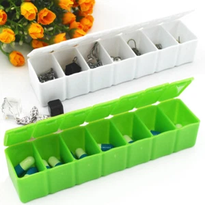 Pill Dispenser 7 Days Storage Box Braille Weekly Medicine Case Little Jewelry - Picture 1 of 14