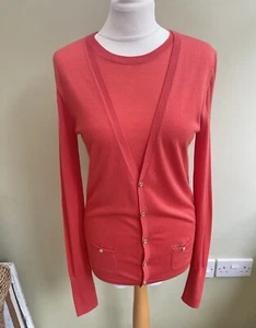 Dsquared2 Coral 100% Wool Cardigan Top Size XL Two In One *hole* - Picture 1 of 15