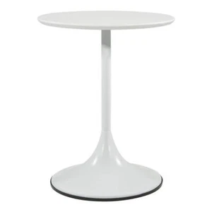 OSP Home Furnishings Side Table 22.38" x 17.75" Pedestal Base Metal Frame White - Picture 1 of 4
