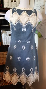 Vestido para mujer SWEET Alice + Olivia bordado azul denim y marfil talla 6 algodón - Imagen 1 de 7