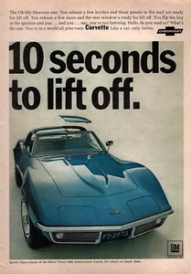 1968 Chevy Corvette Stingray "10 Seconds to Lift Off" Original Color Ad - Picture 1 of 1