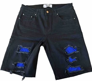 DNA Premium Wear Size 34” Men’s Black Jean Shorts With Blue Diamond Studs New - Picture 1 of 4