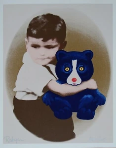 George Rodrigue Blue Dog Baby George & Boogie Bear Silkscreen Print Signed Art - Picture 1 of 4