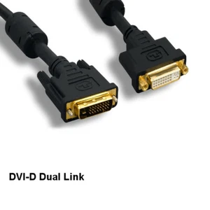 10' DVI-D 24+1 Verlängerung Video Kabel Stecker/Buchse 28AWG Digital Dual Link TV PC - Bild 1 von 1
