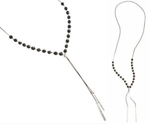 Gorjana Necklace Lariat Garnet Gemstone Silver Tone $88 Sliding Knot w Pouch NWT
