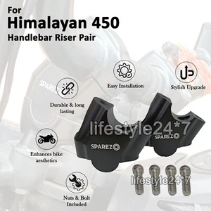 Handlebar Risers Pair, Black For Royal Enfield New Himalayan 450 - Imagen 1 de 10