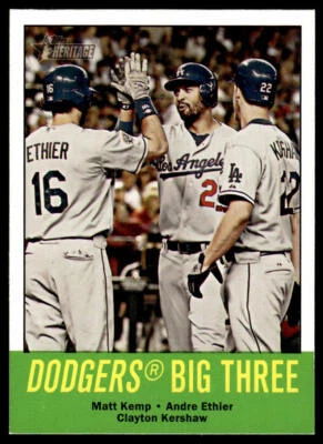 2012 Topps Heritage Dodgers Big Three Kemp Ethier Clayton Kershaw #412 - Image 1 of 2