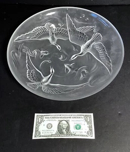 Verlys Birds and Koi Fish Art Glass bowl/charger SIGNED **NO CHIPS* - Imagen 1 de 7