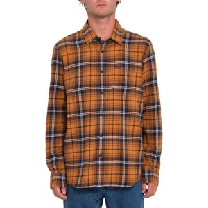VOLCOM - Mens Caden Plaid Long Sleeve Shirt - Chestnut Brown - Casual L/S Shirt - Picture 1 of 3