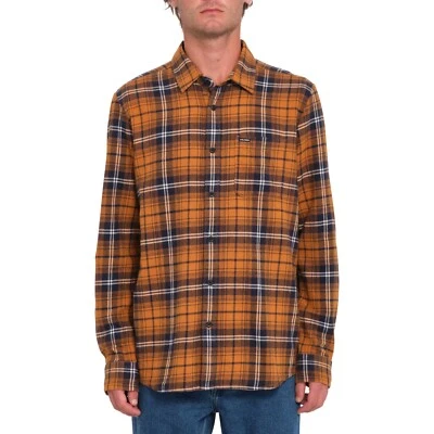 VOLCOM - Mens Caden Plaid Long Sleeve Shirt - Chestnut Brown - Casual L/S Shirt - Image 1 of 3