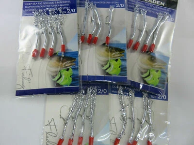 Mackerel Tinsel feathers sea fishing 5 Packs UK LISTING Hokki Cod Boat Lures - Image 1 of 3