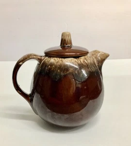 Hull Pottery Brown Drip Ball Shaped Tea Pot Vintage - Picture 1 of 13