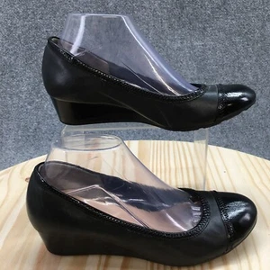 Cole Haan Shoes Womens 8.5 B Elsie Wedge Pumps Black Leather Slip On Casual - Picture 1 of 20