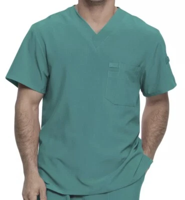 Dickies Scrubs EDS Essentials Men V Neck Top DK635 TLPS Teal.  Size 2XL - Image 1 of 4