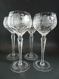 Traube by Nachtman Cut to Clear Wine Hock Goblets Set of 4 Bohemian - Picture 1 of 8