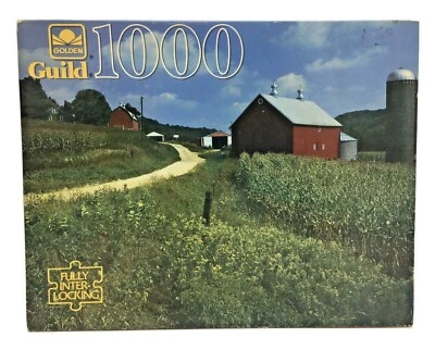 Винтажная головоломка Golden Guild 1000 шт. Madison WI Red Barn запечатанная 4710-46 - Изображение 1 из 4
