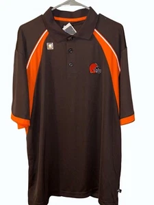 NFL Team Apparel Cleveland Browns Polo Shirt XL Brown Orange NWT Football Fan - Picture 1 of 4