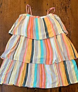 O'Neill Girls Summer Sundress Sz L 12 Tiered Beach Stripe Summer Vacation - Picture 1 of 9