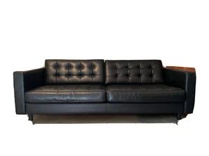 Landskrona (IKEA) - Black leather 3 Seater - Picture 1 of 2