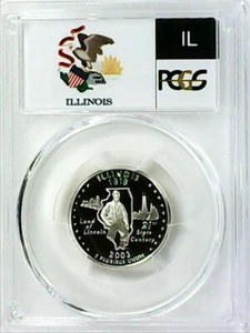 2003-S 25C State Quarter Illinois PCGS PR69 DCAM 90% Silver 22llor0402 - Picture 1 of 4