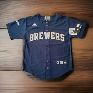 Adidas Milwaukee BREWERS Jugend Trikot Small Kinder Größe S MLB Wisconsin WI blau - Bild 1 von 15