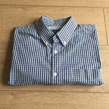 Maine New England Mens Shirt Size Large Blue Check Short Sleeve Top