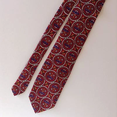 Corbata J Crew Floral Estampado Circular Para Hombre Seda Rojo Azul Naranja Verde Hecha a Mano Foto 1 de 4