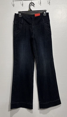 Pantalones de mezclilla Elle de pierna ancha para mujer 2 altos tiro bajo acampanados elásticos azules *Sin cinturón Foto 1 de 4