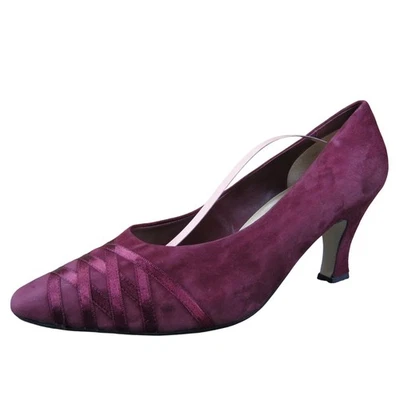 Zapatos de tacón Karen Scott para mujer de gamuza borgoña punta detalle cinta talla 10B Foto 1 de 4
