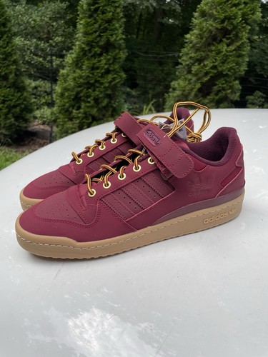 Sneakers basse Adidas Originals Forum taglia 9 5 bordeaux marrone gomma nuove con etichetta