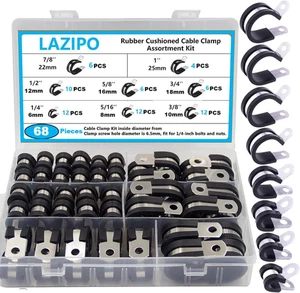 Kit Surtido de Abrazaderas de Cable, 68 Piezas Abrazaderas de Tubo de Cojín de Acero Inoxidable 304 Li - Imagen 1 de 9