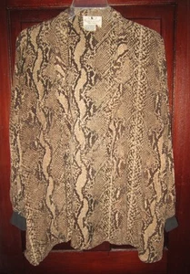 Flora Kung NY Vintage Gr. 12 offen Kimono Jacke 100 % Seide Tier Schlangenmuster Topper - Bild 1 von 3