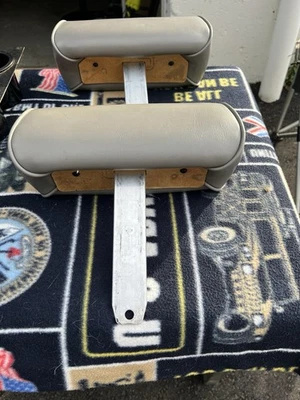 1990  Ford Mustang  Front Seat Headrest Leather SET OF 2 light GREY - Image 1 of 3