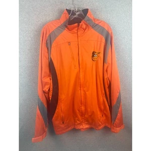 Antigua Baltimore Orioles Jacket Mens L Orange Full Zip High Neck Raincoat Lined - Picture 1 of 10