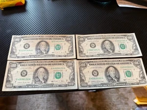 Four (4) old $100 dollar bills (1988) Circulated Small Face Vintage Bills - Picture 1 of 9