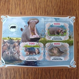 Hippo Mini Sheet Used Gabon 2019 - Picture 1 of 1