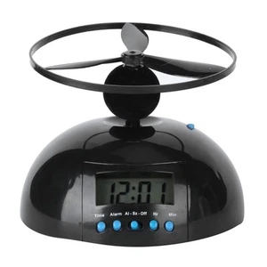 Alarm Clock Novelty Flying LCD Digital Portable Mini Round Propeller Househ HEN - Picture 1 of 16