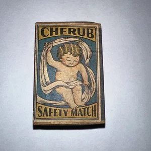 OLD VINTAGE BABY CHERUB SAFETY MATCH BOX  - Picture 1 of 5
