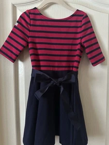 Polo Ralph Lauren Dress Girls size 4 Blue Flare red striped long sleeve - Picture 1 of 4