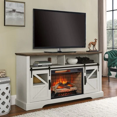 Chimenea Eléctrica 60" Centro de Entretenimiento TV Soporte Calentador con Sensor de Puerta y Control Remoto Foto 1 de 4